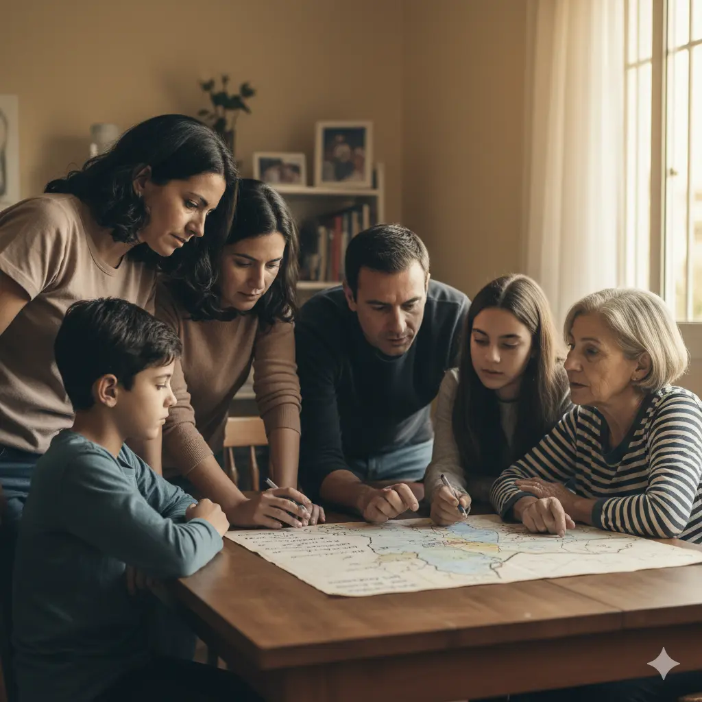 Família planejando junta em casa